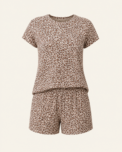 Tawny Hour · Set de Short · Café Animal Print